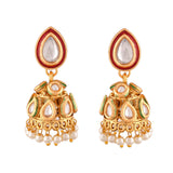 Kundan Elegance Dainty Pearls and Faux Kundan Jhumka Earrings