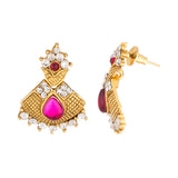 Pair Of Dazzling Dangler Earrings Embellished With Purple & White Stones