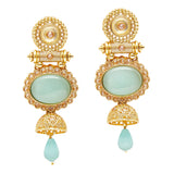 Gold Oppulence Traditional Gold Plated Earrings with Blue Stones