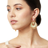 Gold Finish Earrings with Pearl Dangle