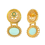 Cluster Setting Faux Pearls Brass Yellow Gold Plated Drop Earrings
