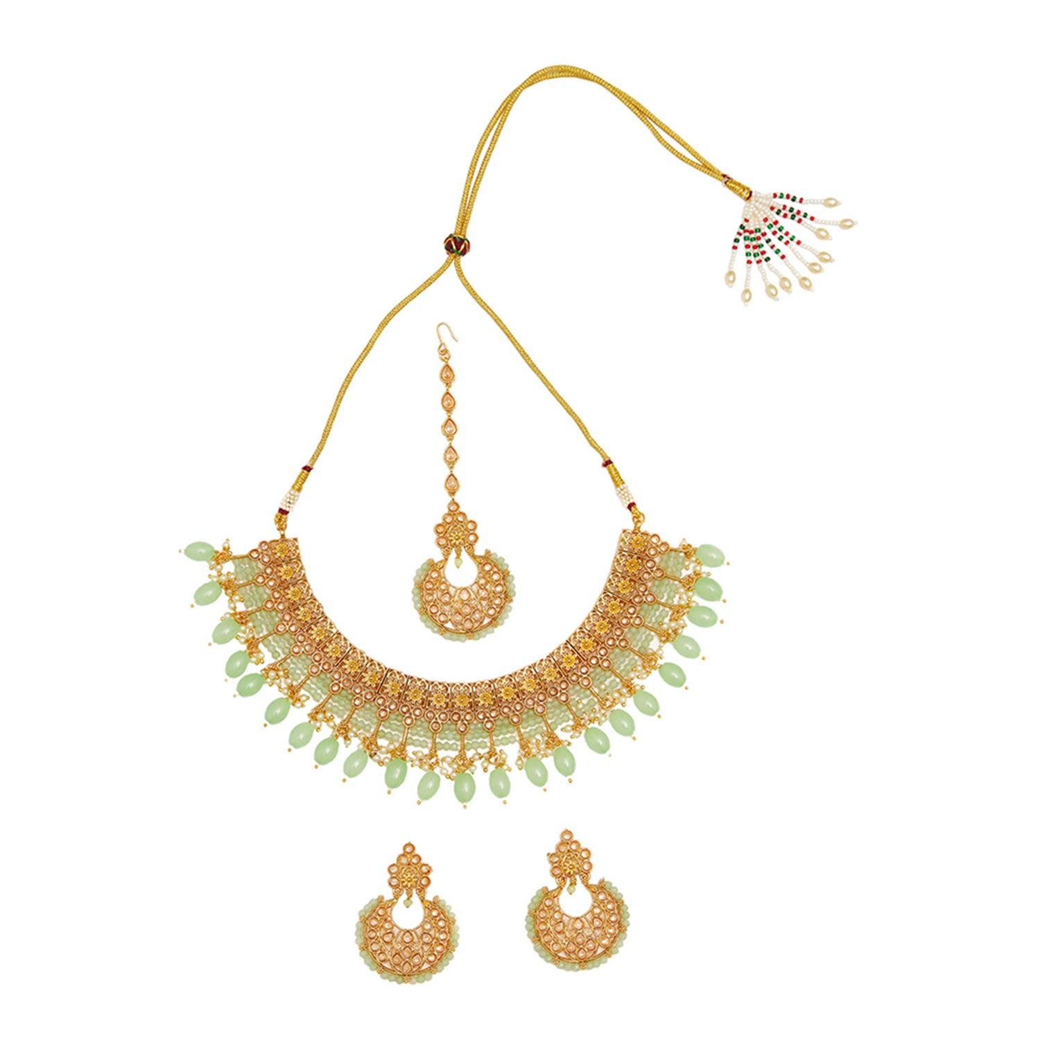 Gold Oppulence Gold Plated Maang Tika Set with Tumble Beads