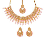 Gold Oppulence Maang Tika Set with Necklace and Earrings