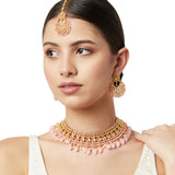 Gold Oppulence Maang Tika Set with Necklace and Earrings