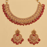 Gold Opulence Red and Golden Traditional Jewellery Set