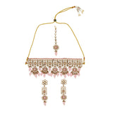 Gold Oppulence Pink Tumble Beads Maang Tika Set
