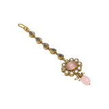 Gold Oppulence Pink Tumble Beads Maang Tika Set