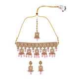 Gold Plated Necklace with Glamorizing Pink Stones