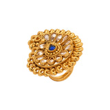Paisley Designer Blue & White Stones Studded Ring