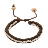 brown-white pu leather band bracelet
