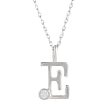 Sterling Silver Alphabet E Round Cut CZ Pendant