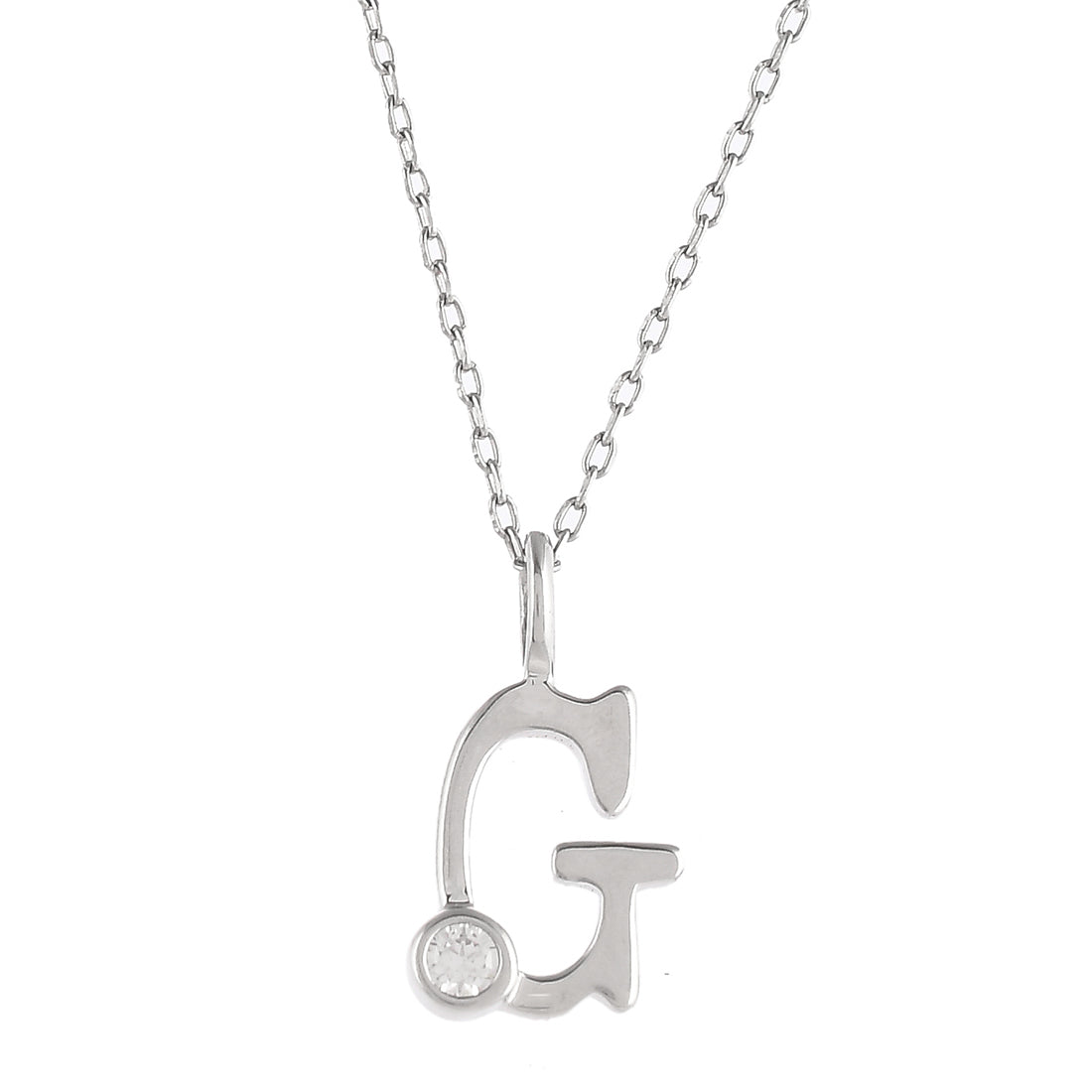 Sterling Silver Alphabet G Round Cut CZ Pendant