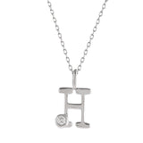 Sterling Silver Alphabet H Round Cut CZ Pendant