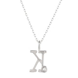Sterling Silver Alphabet K Round Cut CZ Pendant