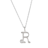 Sterling Silver Alphabet R Round Cut CZ Pendant