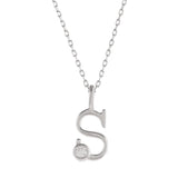 Sterling Silver Alphabet S Round Cut CZ Pendant