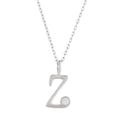 Sterling Silver Alphabet Z Round Cut CZ Pendant