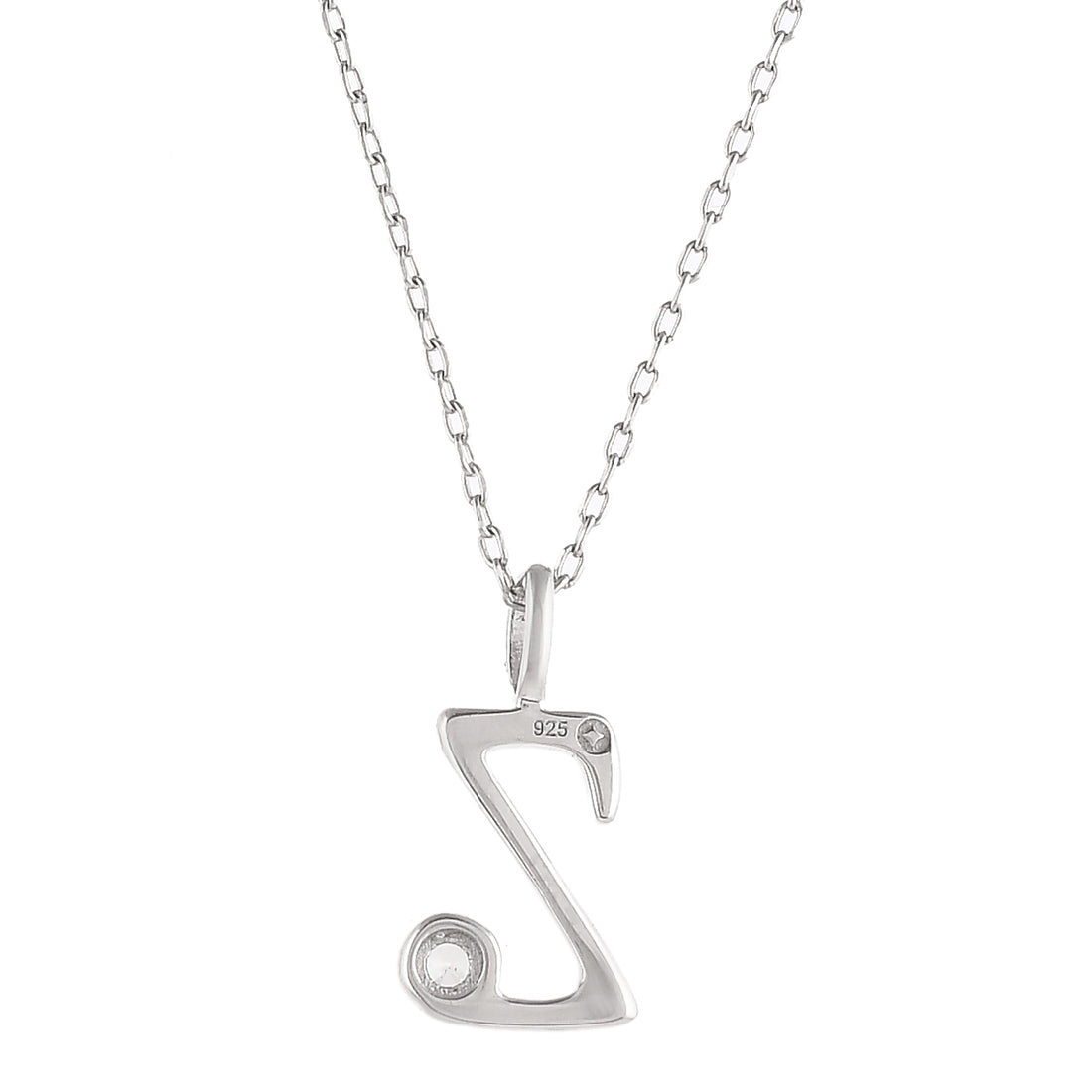 Sterling Silver Alphabet Z Round Cut CZ Pendant