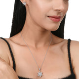 Floral Motif Silver Plated 925 Sterling Silver Necklace Set
