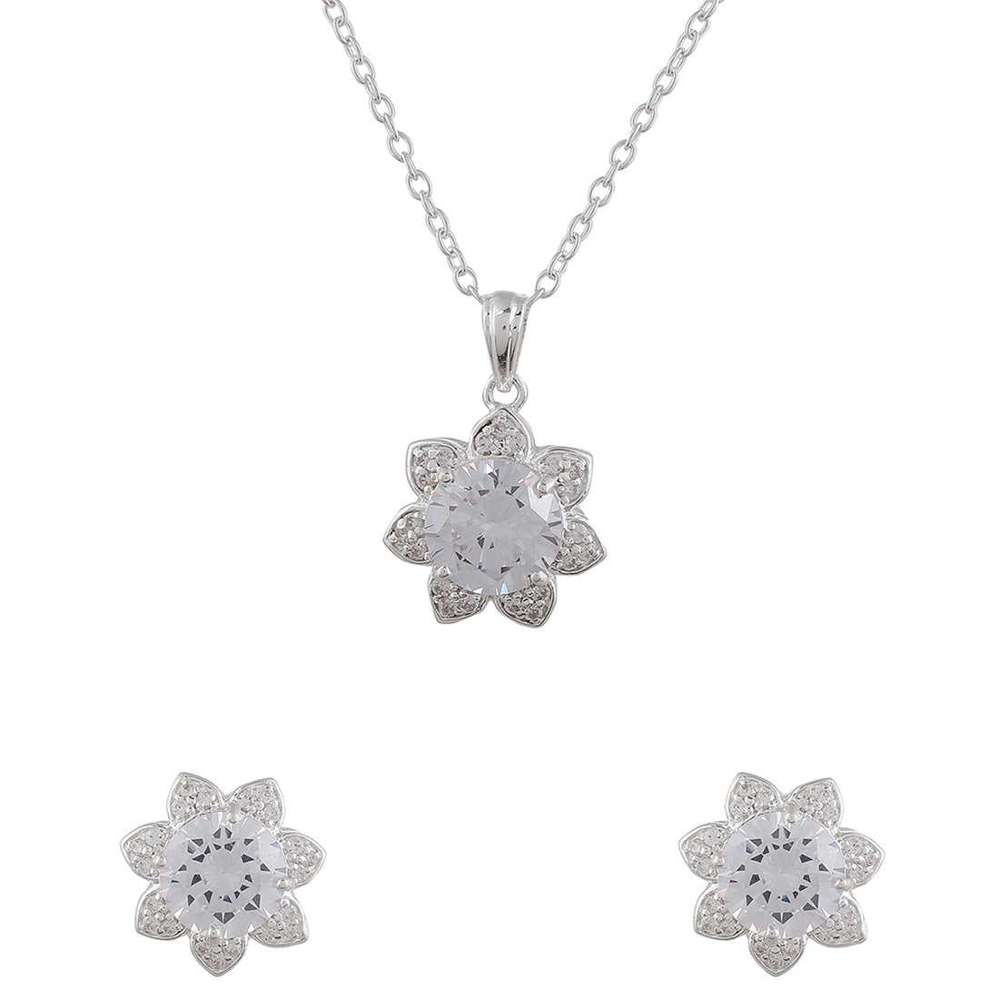Floral Style 925 Sterling Silver Set