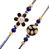 Traditional Gems Studded Blue Thread Rakhi - Pack Of 2