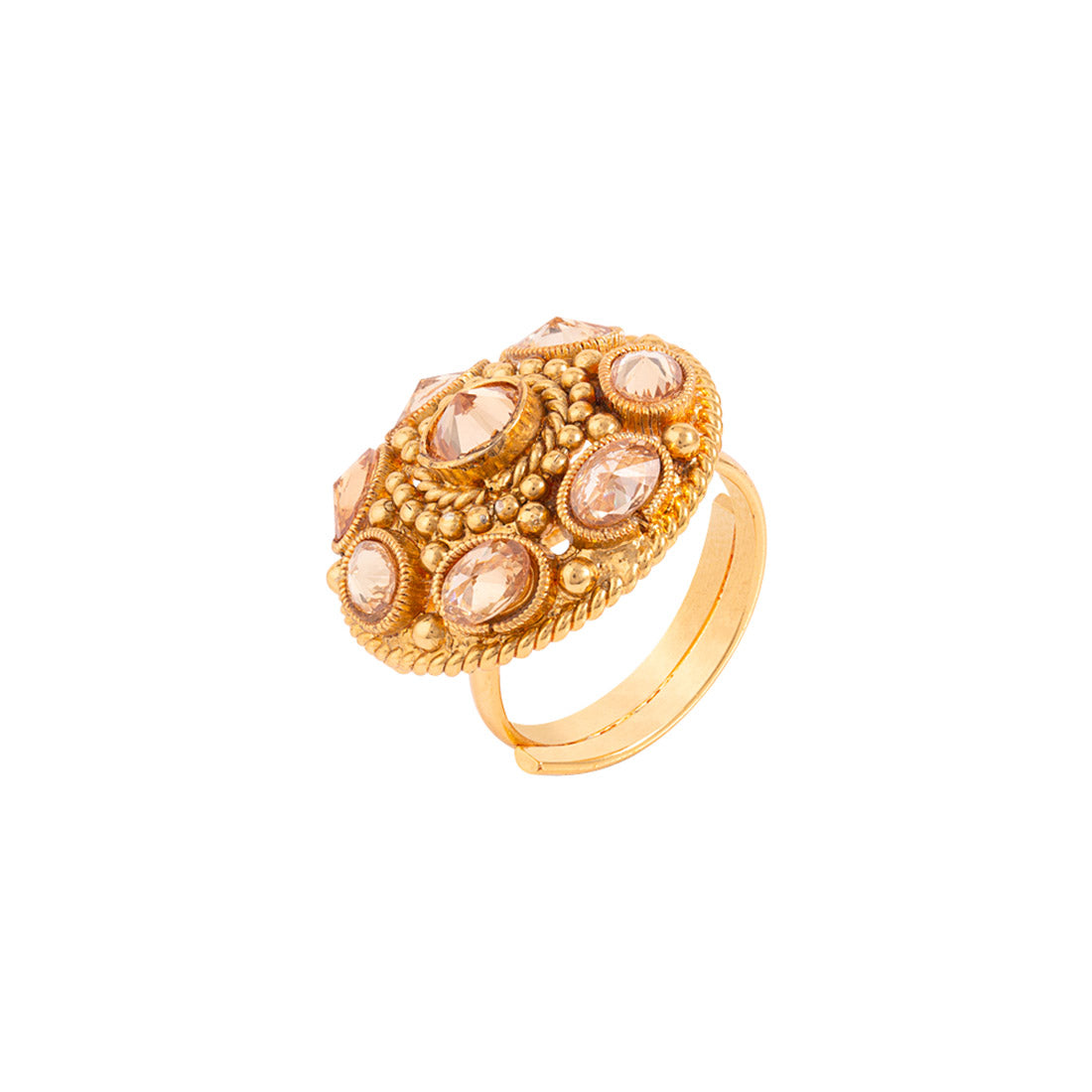 Faux Kundan Gems Embellished Ring