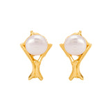 Dainty Yellow Gold Plated Stud Earrings