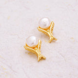 Dainty Yellow Gold Plated Stud Earrings