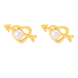 Heart and Arrow Pearl Embellished Earrings