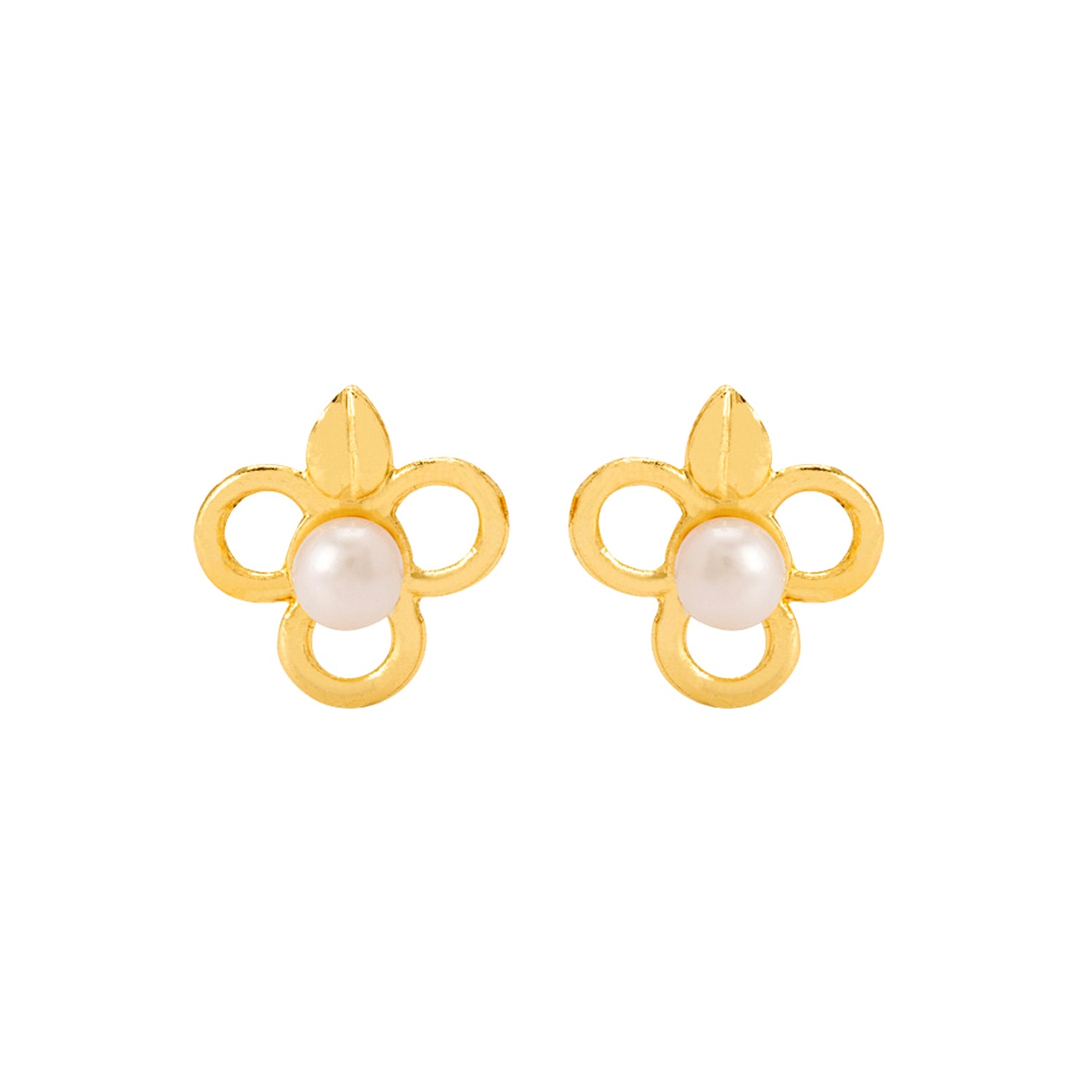Yellow Gold Plated Floral Stud Earrings