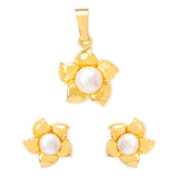 Pearl Essentials Gold Plated Floral Pendant Set