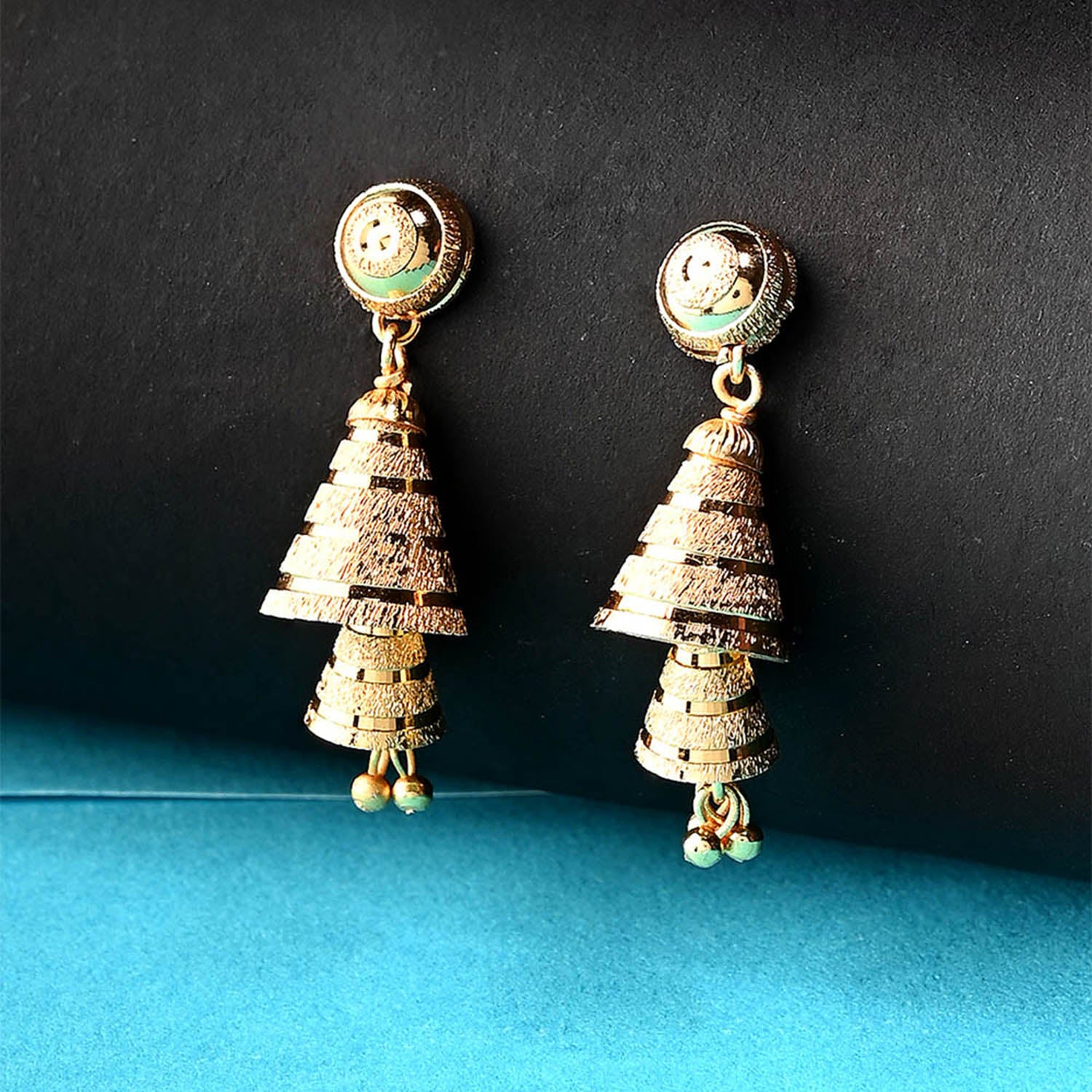 CZ Yellow Gold Traditional Earrings