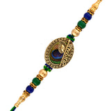 Radha Krishna Peacock Feather Beaded Thread Rakhi