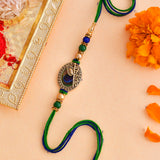 Radha Krishna Peacock Feather Beaded Thread Rakhi