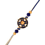 Ethnic Mandala Inspired Blue Thread Rakhi