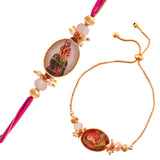Traditional King And Queen Pearl Beads Bhaiya-Bhabhi Rakhi