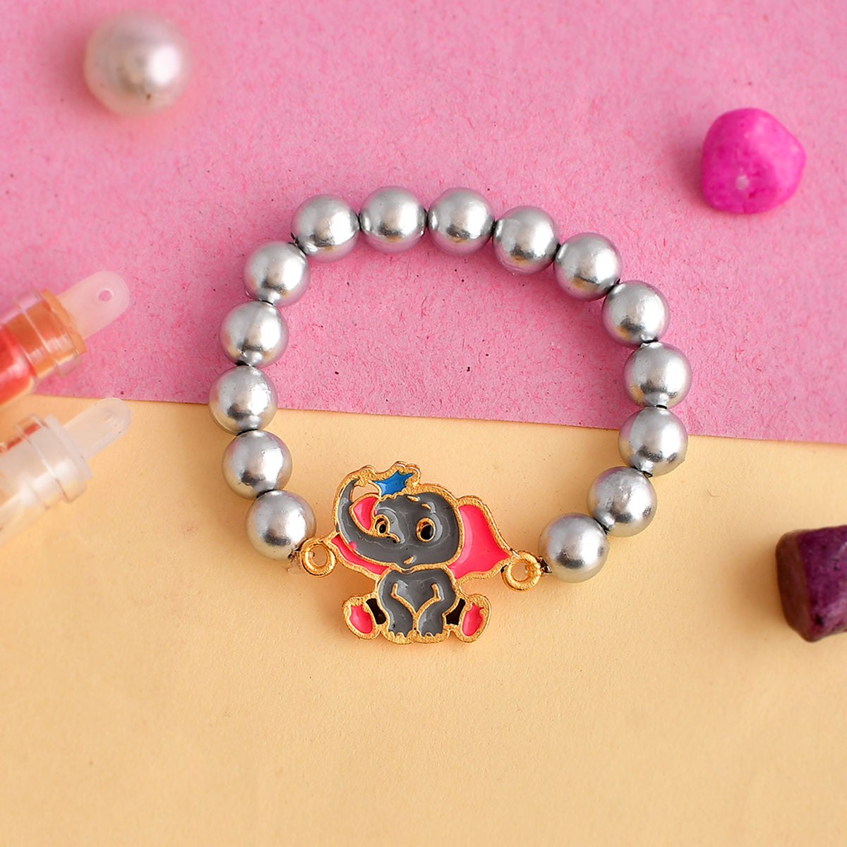 Colorful Dumbo Motif Beaded Kids Rakhi