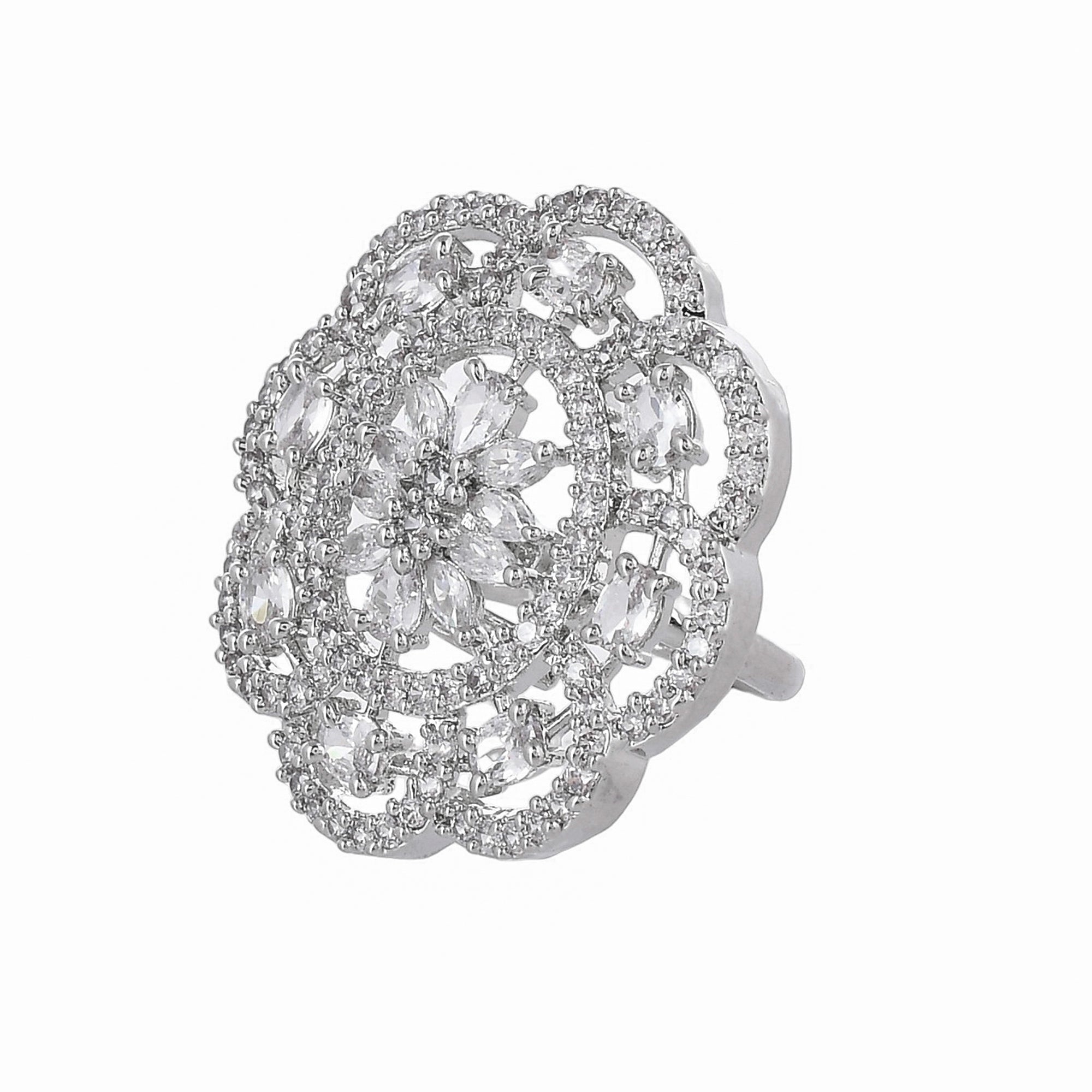 Sparkling Elegance Floral Radiance Ring
