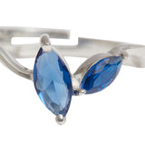 Dual Blue Stone 925 Sterling Silver CZ Adjustable Ring