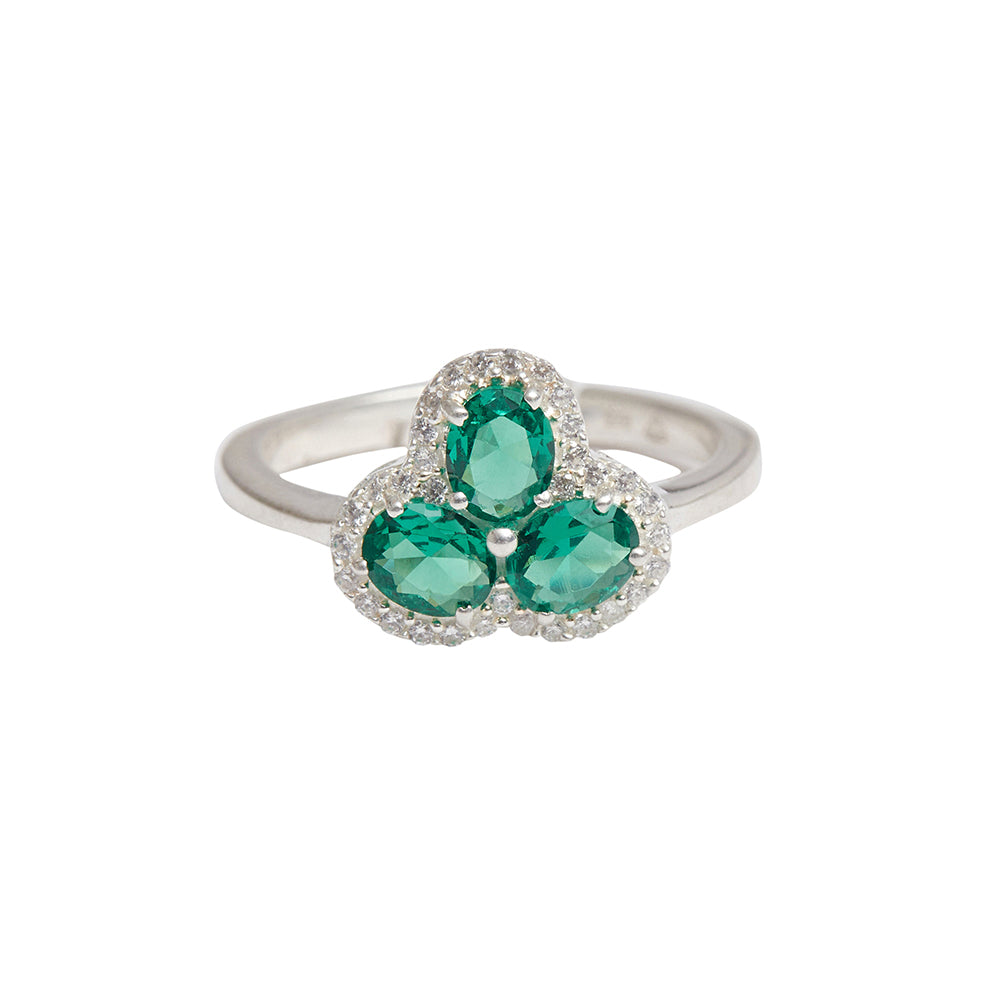 Baltic Green 925 Sterling Silver CZ Adjustable Ring