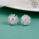 Gorgeous Floral 925 Sterling Silver Pearl Studs