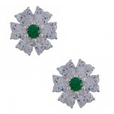 925 Sterling Silver Studs With Green CZ Sparkling