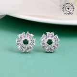 925 Sterling Silver Studs With Green CZ Sparkling
