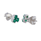 Green Stone Decked 925 Sterling Silver Ear Studs