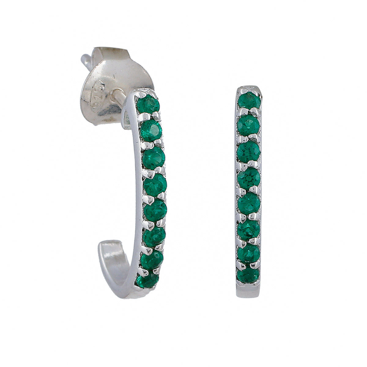 Exquisite Green 925 Sterling Silver Hoop Earring