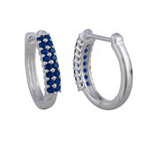 925 Sterling Silver Small Hoop Earring Studded With Blue Stone