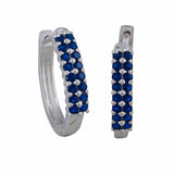 925 Sterling Silver Small Hoop Earring Studded With Blue Stone