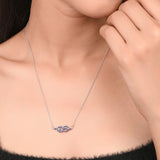 925 Sterling Silver Blue CZ Gem Studded Small Infinity Necklace