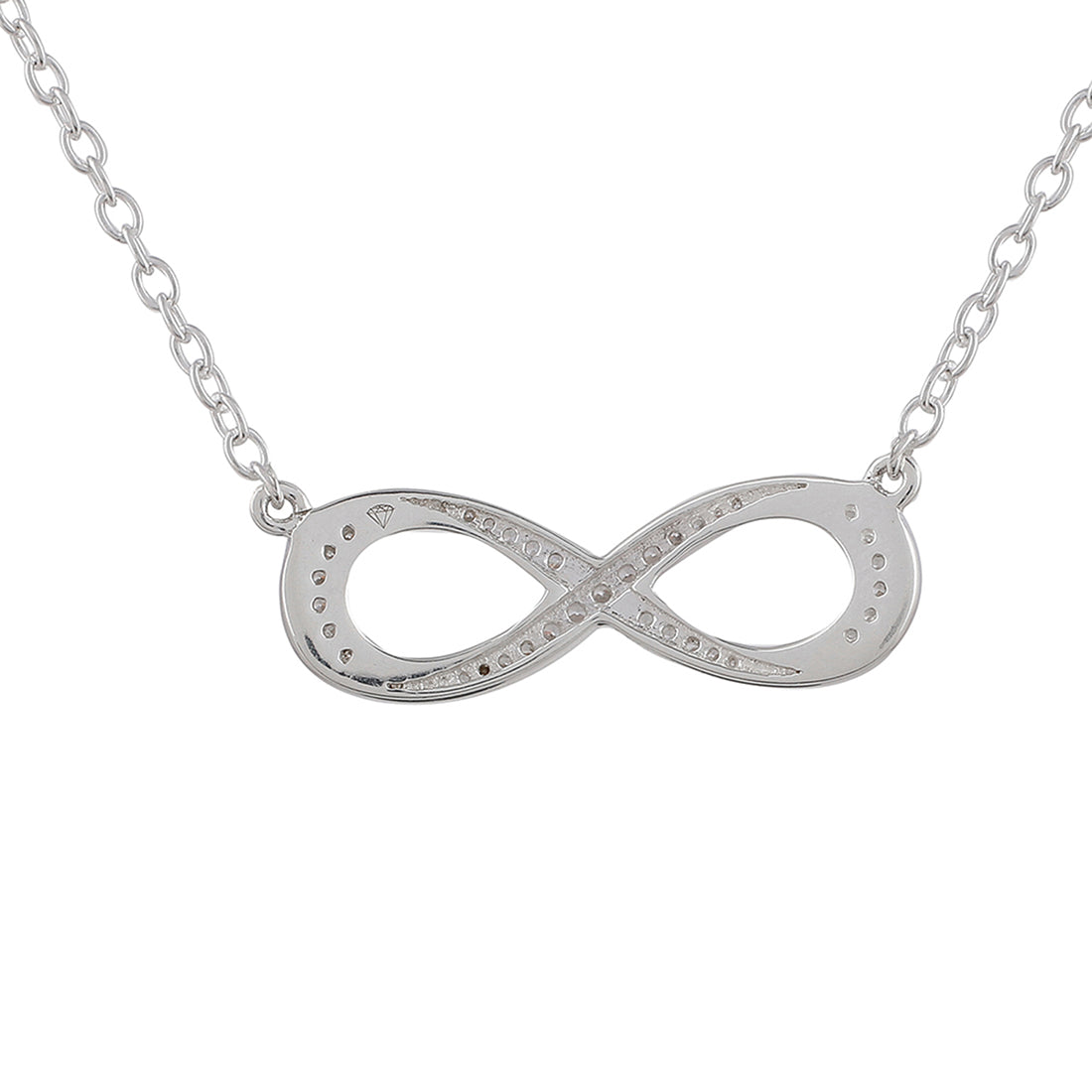 925 Sterling Silver CZ Gem Studded Infinity Necklace