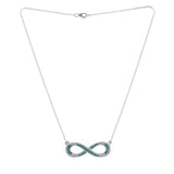 925 Sterling Silver CZ Green Gem Studded Infinity Necklace